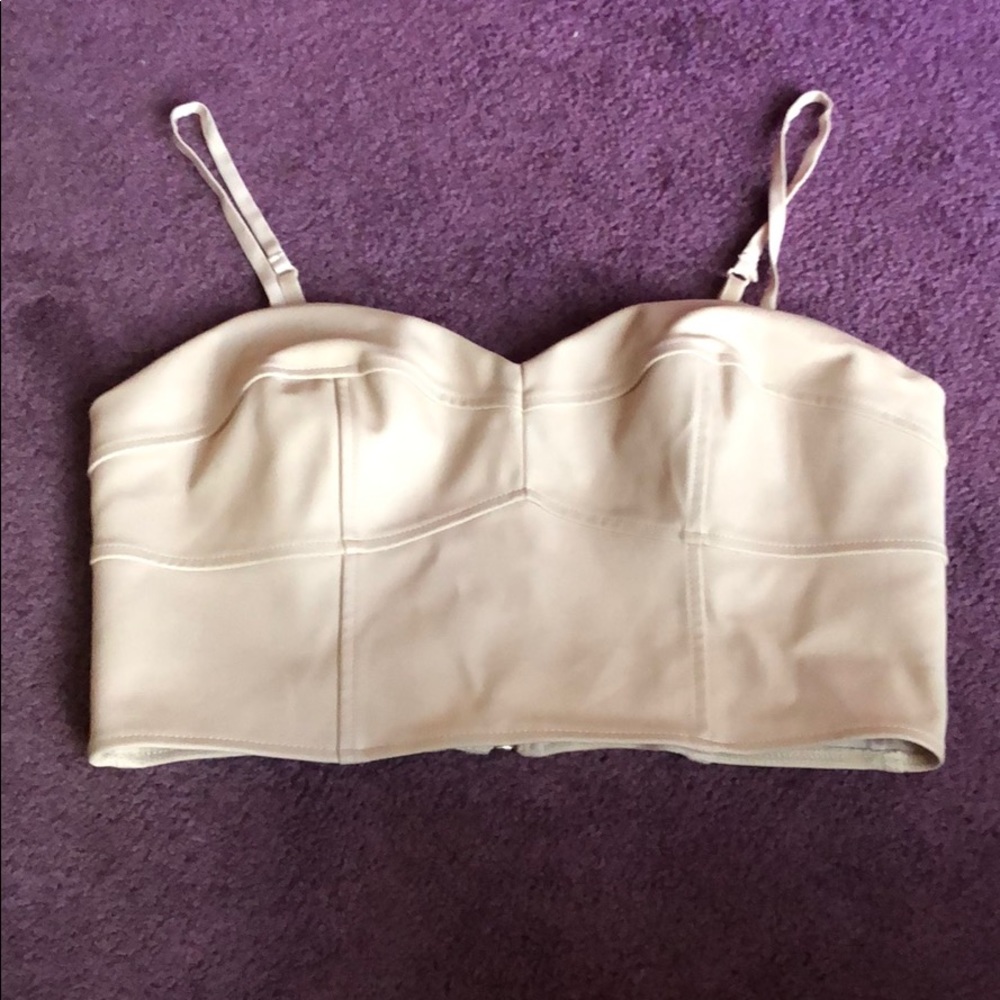 Leather front crop top.